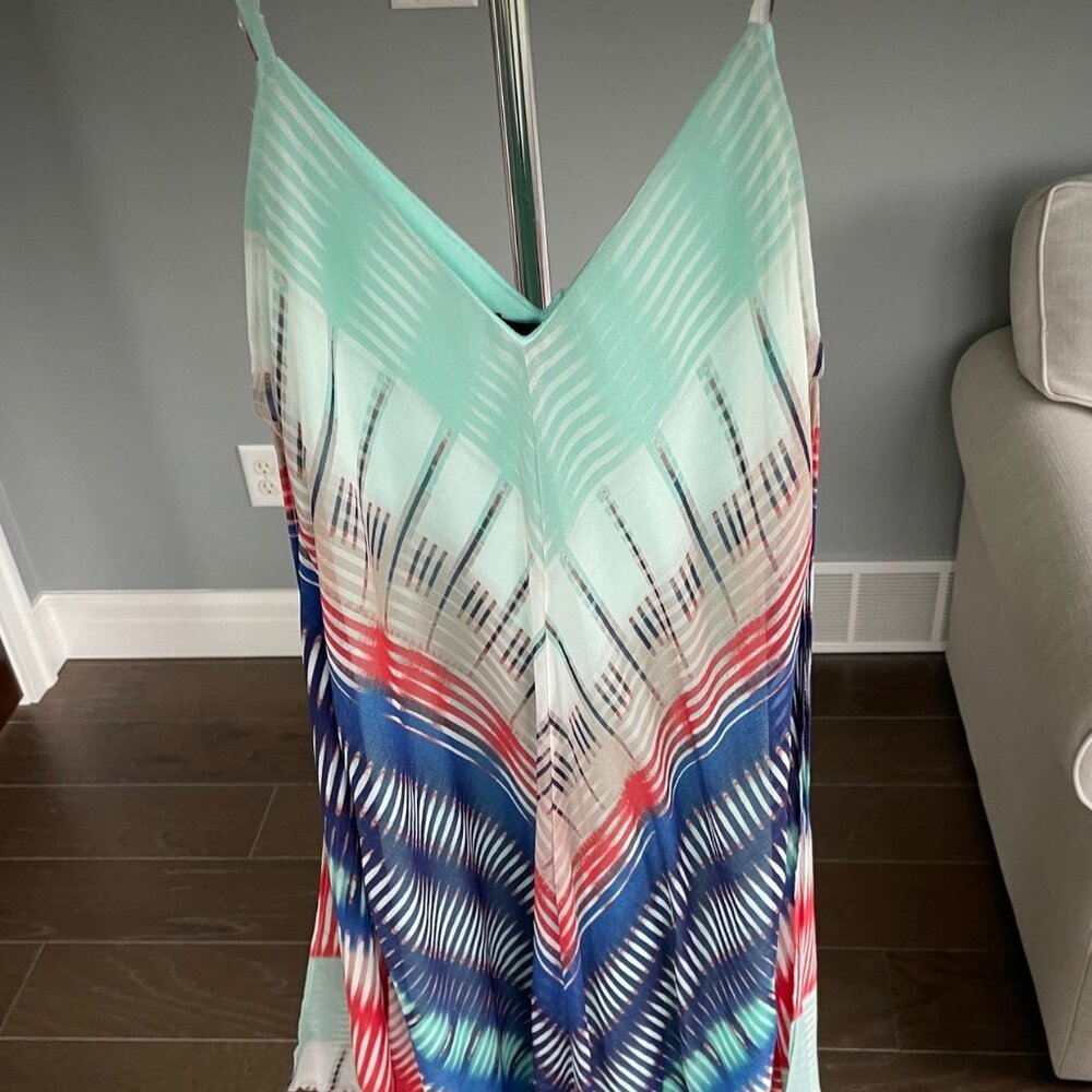 Sequin Hearts Asymmetrical Turquoise Summer Dress with Spaghetti Straps | Size S